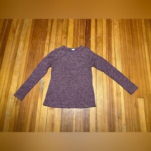 Plum Ribbed Long Sleeve Knit Top
